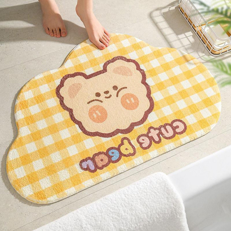 sleepmode-faux-lambswool-bathroom-absorbent-non-slip-rug-cute-bear-yellow-checkered-pattern-50-x-80-cm-2