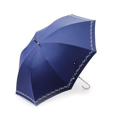 FaSoLa 8K长柄超轻晴雨伞 米白刺绣 藏青色