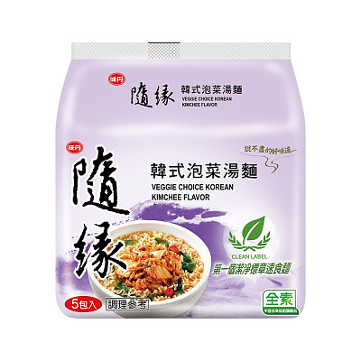 台湾特产 味丹 随缘 韩式泡菜素面 75g*5袋/包