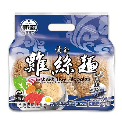 新宏 黄金鸡丝面 日式和风鲣鱼味 5片入 335g