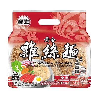新宏 黄金鸡丝面 台式当归药膳味 5片入 335g