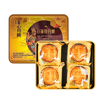 【线下活动专用】香港美心月饼 三黄白莲蓉月饼 4枚 740g