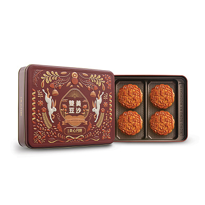 【礼盒】香港美心 双黄豆沙月饼 4块 740g