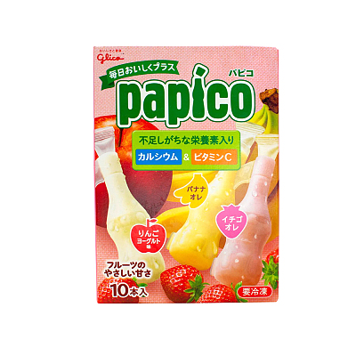 【冻】格力高 Papico小冰沙盒装10瓶入 草莓&香蕉&苹果味 450ml