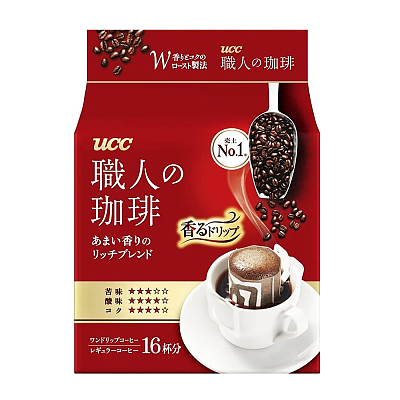 UCC 职人挂耳咖啡粉 醇香摩卡 红色16杯入