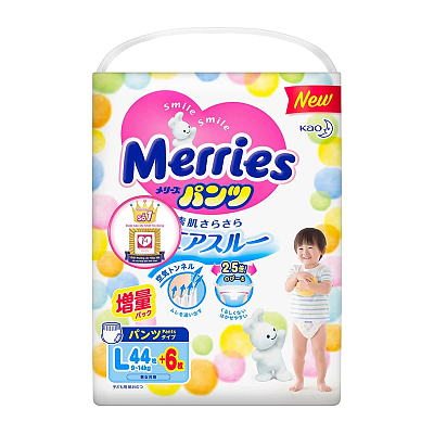 花王 Merries 儿童拉拉裤L码 适合9-14kg 44+6枚入
