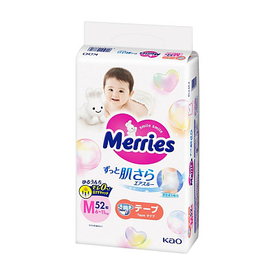 花王 Merries妙而舒 透气纸尿裤 M号 52枚 6–11kg