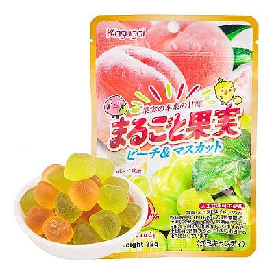 春日井制果 水果软糖 白桃&青提味 32g