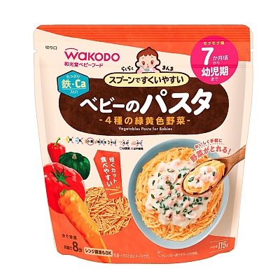 和光堂 宝宝4种黄绿蔬菜意大利面 补铁钙 7月+ 115g