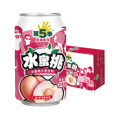 【整箱】健力宝 第5季果味饮料 水蜜桃味 310ml*24瓶/箱