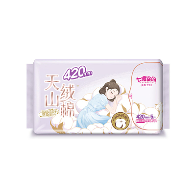 七度空间 天山绒棉 极薄超长夜用 5片 420mm