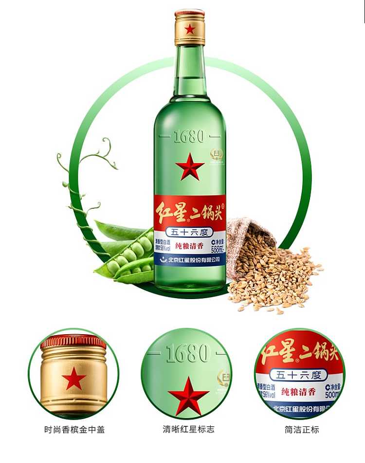 hongxing-er-guo-tou-a-type-of-chinese-baijiu-with-a-clear-aroma-has-56-alcohol-by-volume-and-comes-in-a-500ml-bottle-3