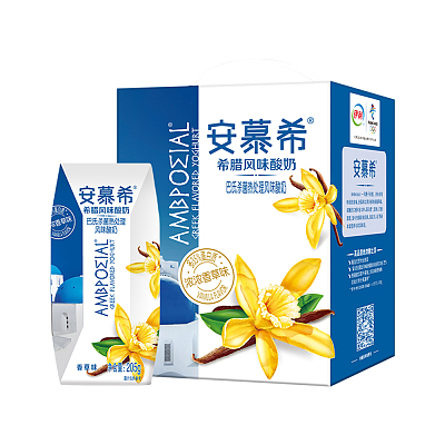 【整箱】安慕希 希腊风味酸奶 香草味 205ml*12瓶