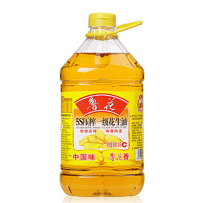 鲁花 5S压榨一级花生油 4L