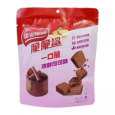 雀巢 脆脆鲨 一口脆 威化饼干 浓醇可可味 袋装 45g