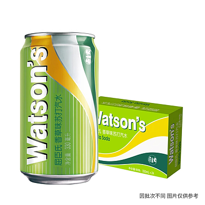 【整箱】屈臣氏 苏打汽水 香草味 330ml*24