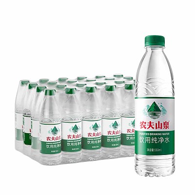 【整箱】农夫山泉 饮用纯净水 天然水源 绿瓶 550ml*24瓶/箱