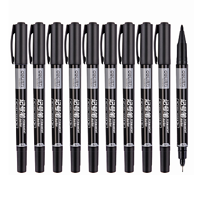 得力 油性小双头记号笔 0.5mm&1.2mm 12支/盒/两色可选