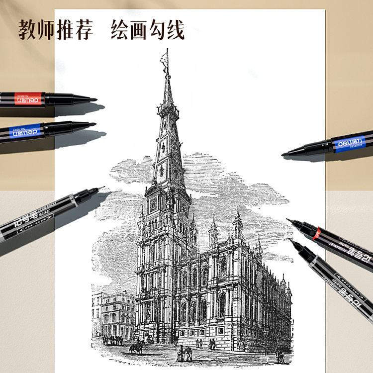 derek-oil-based-small-double-ended-marker-05mm12mm-black-12pcs-box-4