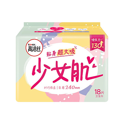 高洁丝 经典系列 纤巧棉柔卫生巾 日用 240mm 18片