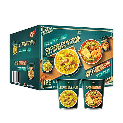 【全澳独家】山姆专供 统一 金汤酸菜牛肉面&酸菜螺蛳风味面 100+98g 12份装