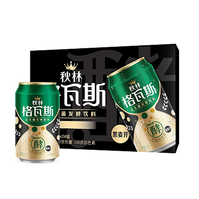 【整箱】秋林 格瓦斯 黑麦芽味 330ml*24罐/箱