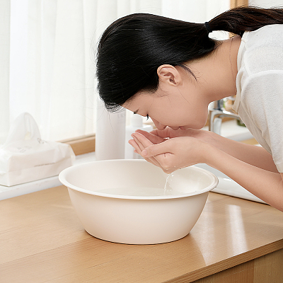 FaSoLa 简约家用脸盆 米白 中号 30*10.5cm