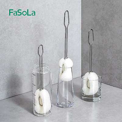FaSoLa 不锈钢 长柄杯刷 白色 34.5*5.5cm