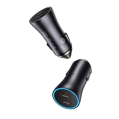 倍思 金点子PRO 双快充车载充电器C+C 40W 深灰色