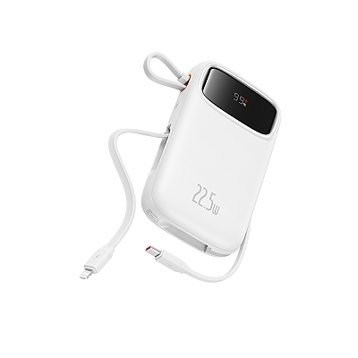 倍思 Q电2 数显快充移动电源 双线版 20000mAh 22.5W 星光白