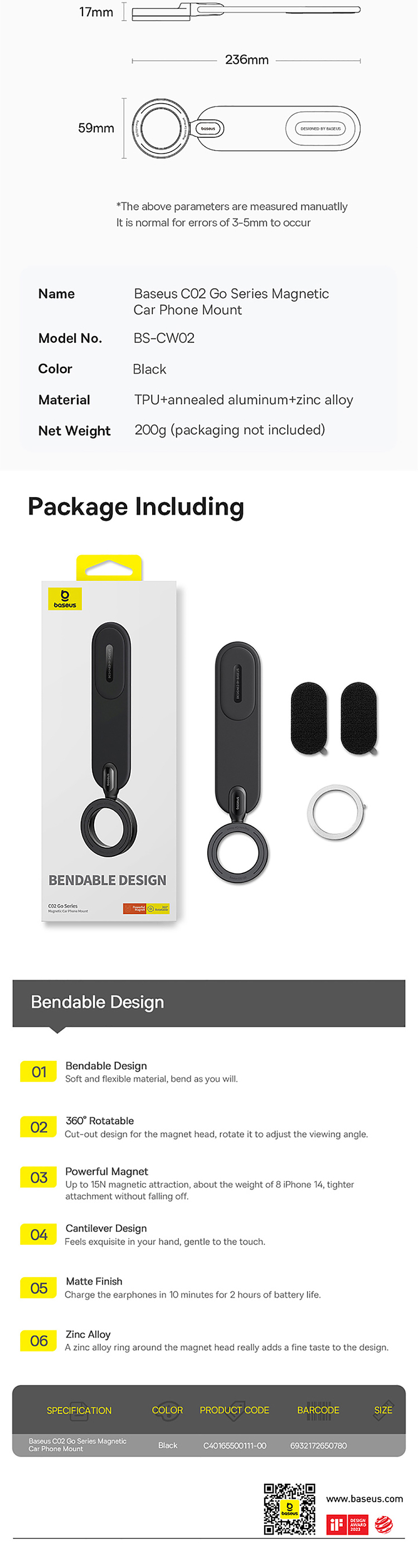 bisi-c02go-magnetic-car-holder-sticky-black-6