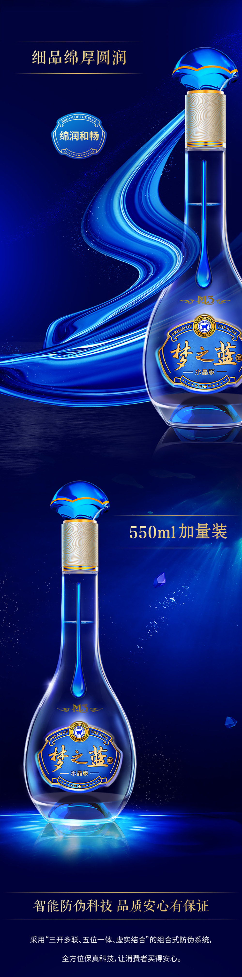 礼盒】洋河蓝色经典梦之蓝白酒水晶版52° 550ml - Umall今日优选- 澳洲