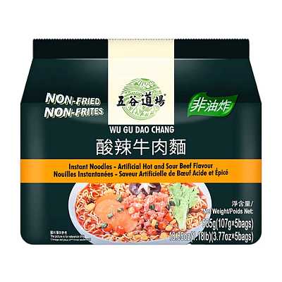 五谷道场 酸辣牛肉面 107g*5包/袋