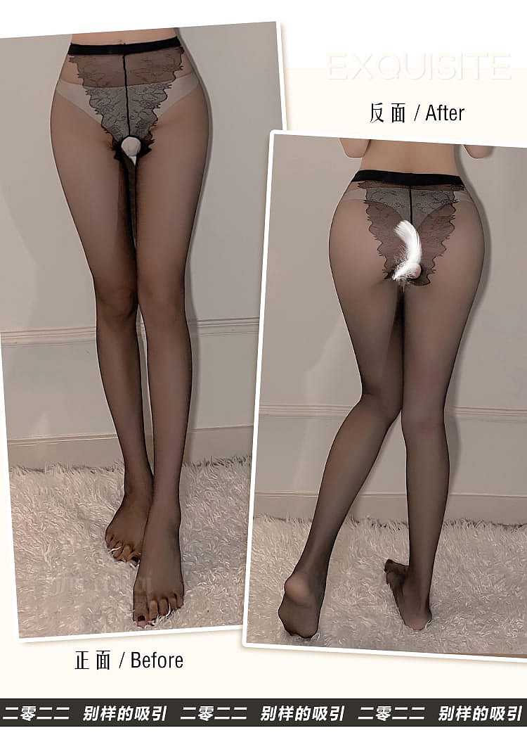 fei-mu-erotic-lingerie-bikini-open-crotch-pantyhose-stockings-black-14