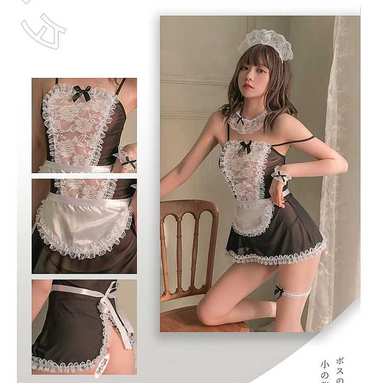 fei-mu-erotic-lingerie-rose-lace-sexy-maid-outfit-16588a-black-and-white-2