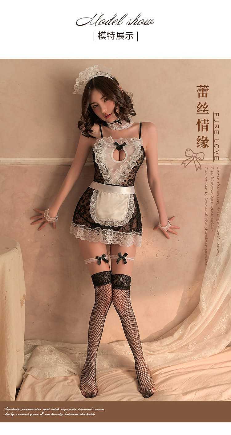 fei-mu-erotic-lingerie-see-through-lace-maid-set-16084a-black-and-white-10