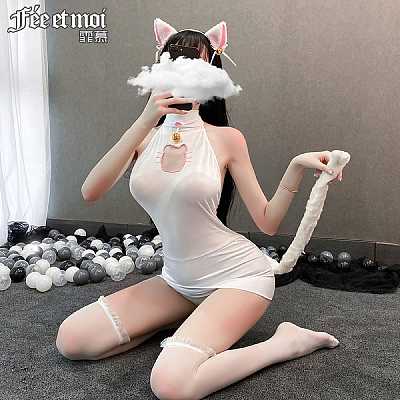 霏慕 调皮可爱猫咪套装 均码 165/88A 白色