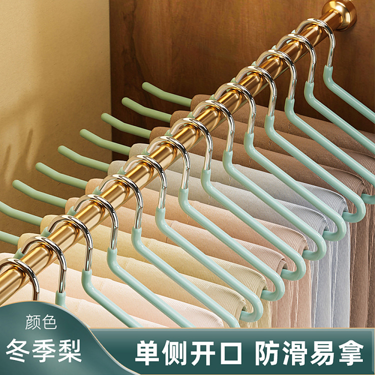 taili-goose-shape-plastic-dipped-trouser-rack-gray-green-5pcs-included-4