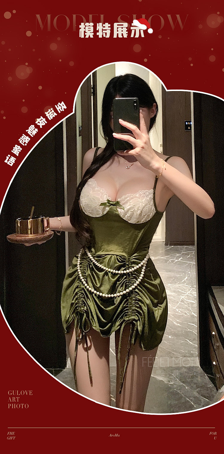 fermu-vintage-oil-painting-deep-v-bareback-dress-green-white-8