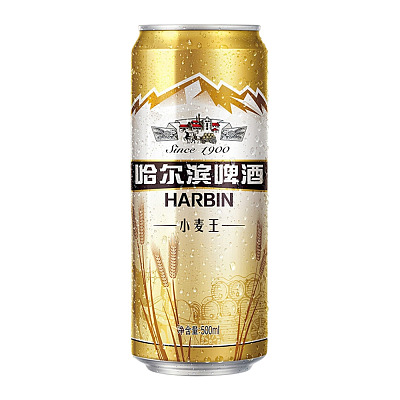 【单瓶】哈尔滨小麦王罐装啤酒 酒精度3.6% 500ml