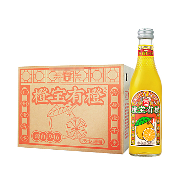 【整箱】亚洲  橙宝有橙-橙宝汽水 玻璃瓶 275mlx15瓶
