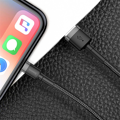 倍思 卡福乐数据线 USB For lightning 2.4A 1M 深空灰壳+黑色线