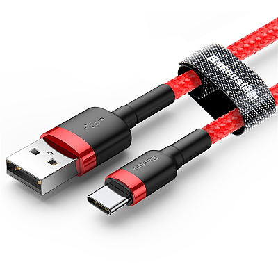 倍思 卡福乐数据线 USB For Type-C 3A 1M 红色壳+红色线