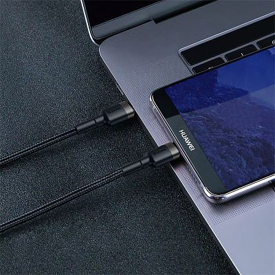 倍思 卡福乐系列 Type-C PD2.0 60W闪充数据线 20V 3A 1M 灰黑