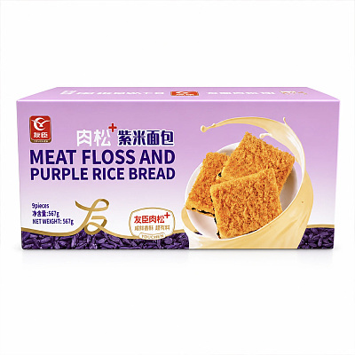 【整盒】友臣 紫米肉松面包 567g