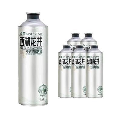 【整箱】金星 中式精酿啤酒 西湖龙井绿茶 1L*6瓶装