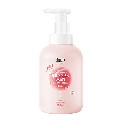 润本 儿童泡泡洗发沐浴露 桃叶精华洗浴二合一 550ml