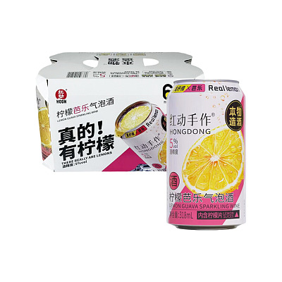 【PACK】红动 柠檬芭乐气泡酒 5% 318ml*6瓶