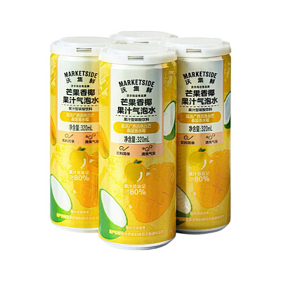【全澳独家】沃尔玛 (中国) 自营系列 沃集鲜 芒果香椰汽水 320mL*4瓶装