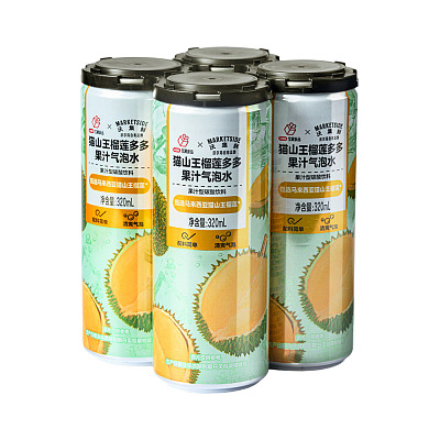 【全澳独家】沃尔玛 (中国) 自营系列 沃集鲜 猫山榴莲汽水 320mL*4瓶装